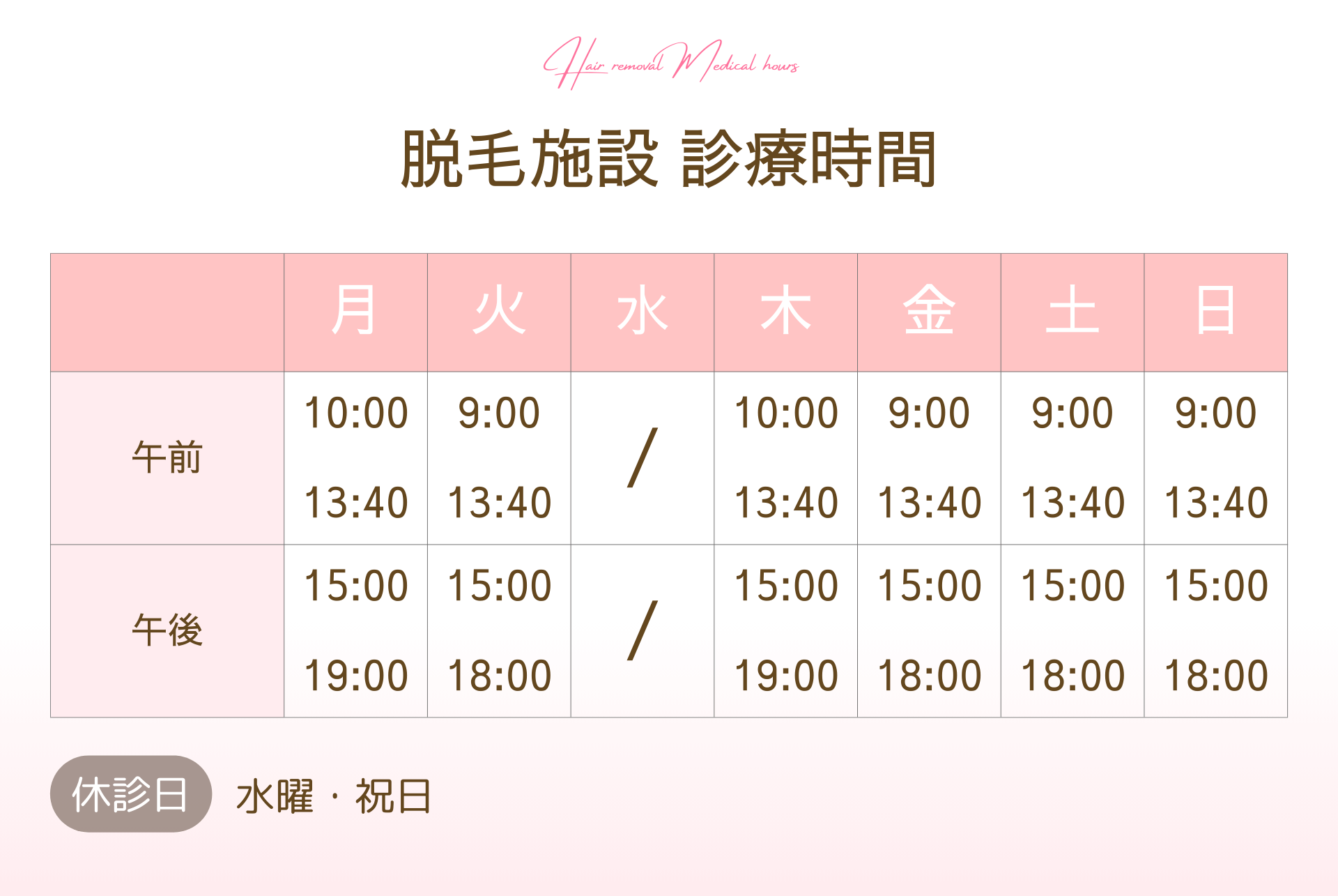 脱毛診療時間