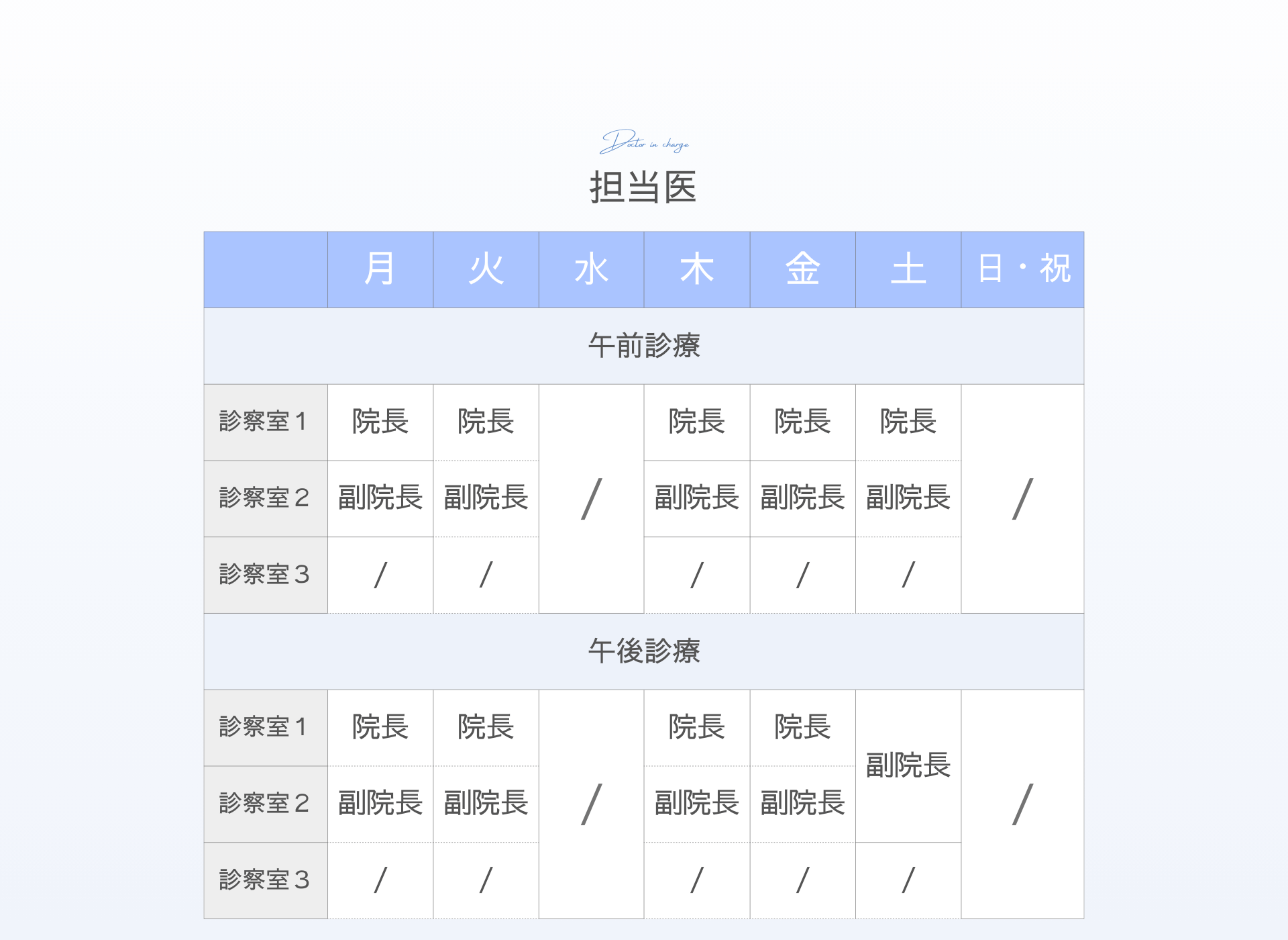 【PC】流山院 皮膚科 診療担当医